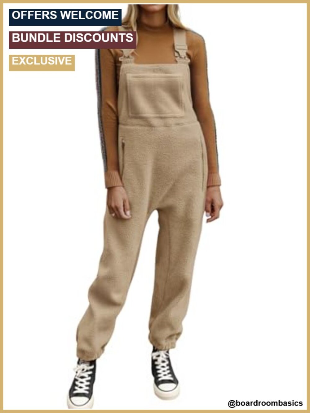 Fleece Lined Winter Overalls Loose Jumpsuit with Pockets